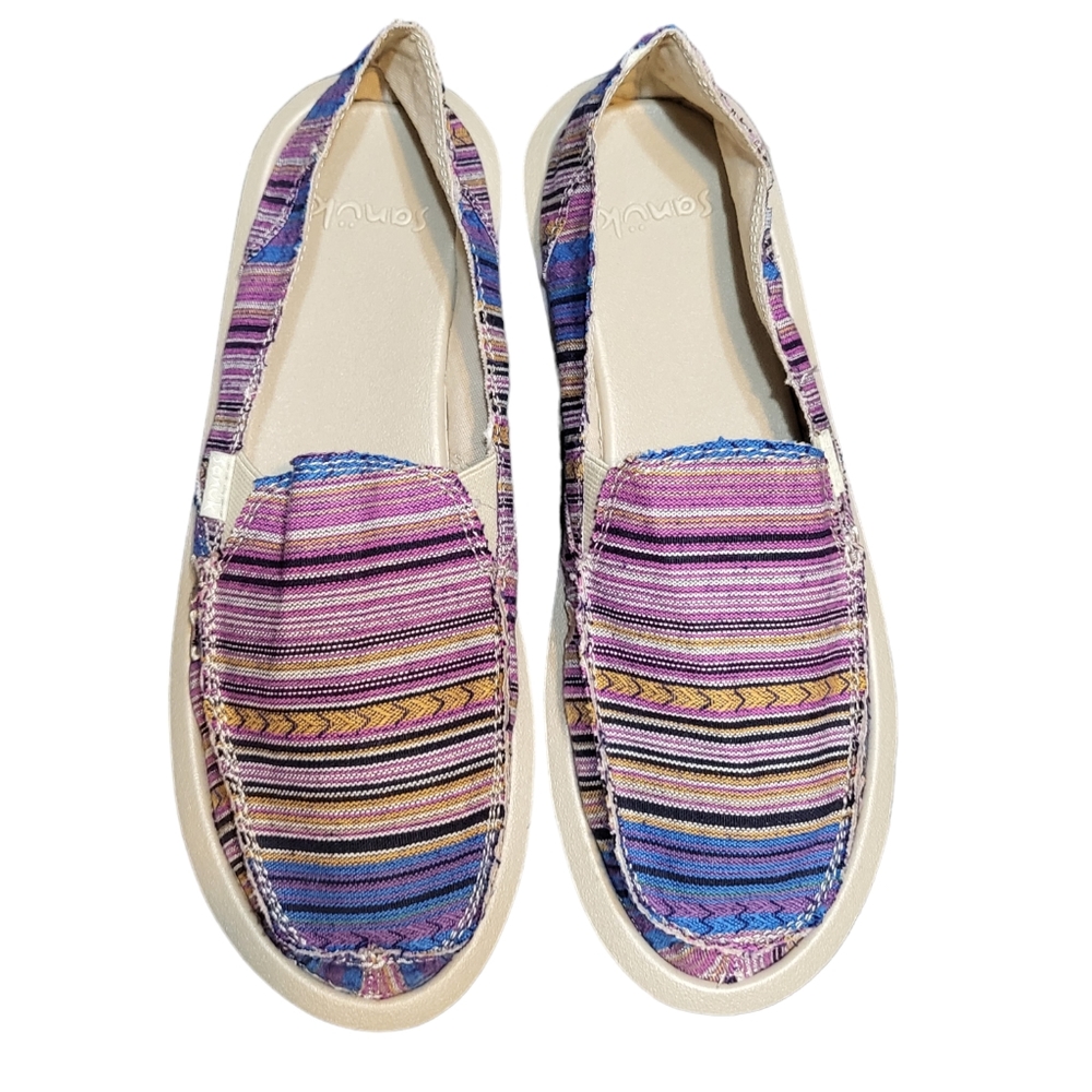 Sanuk Donna Tulum Sz 8 Canvas, Comfy, Slip On Soft Shoes